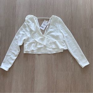 Zara White Ruffle Top Blouse